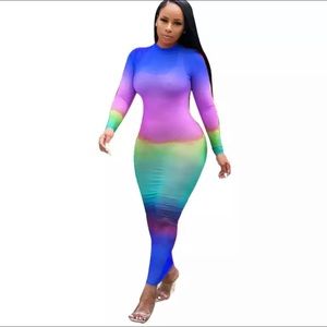 Sheer colorful bodycon dress
